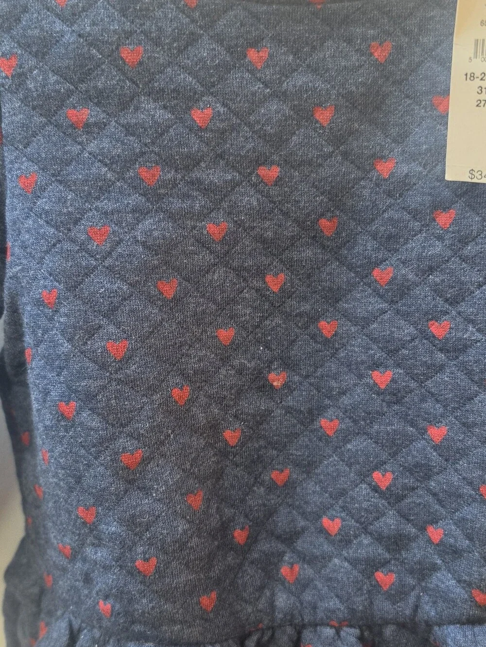 Baby Gap Girls' Quilted Navy Dress with Ref Heart Print Size 18/24 months